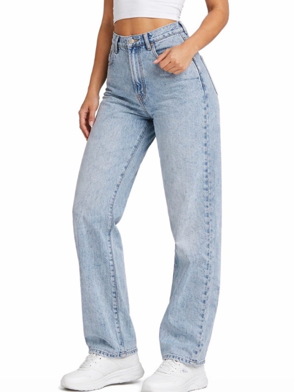 ASOS jeans high waist straight leg acid/stone washed denim pants SZ 26"X36"